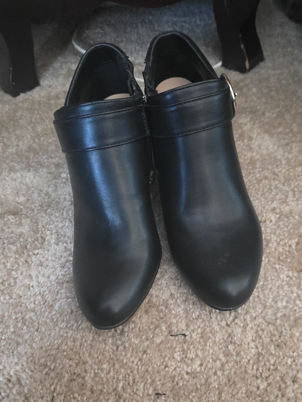 Michael Black Leather Mule Clogs with Side Buckle